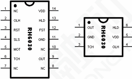 RH6030觸摸按鍵,觸摸按鍵IC,觸摸IC,封裝示意圖